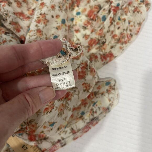 Poetry Large Sheer Ditsy Floral Tie Front Cropped Blouse Dainty Cottage Core - Picture 10 of 10